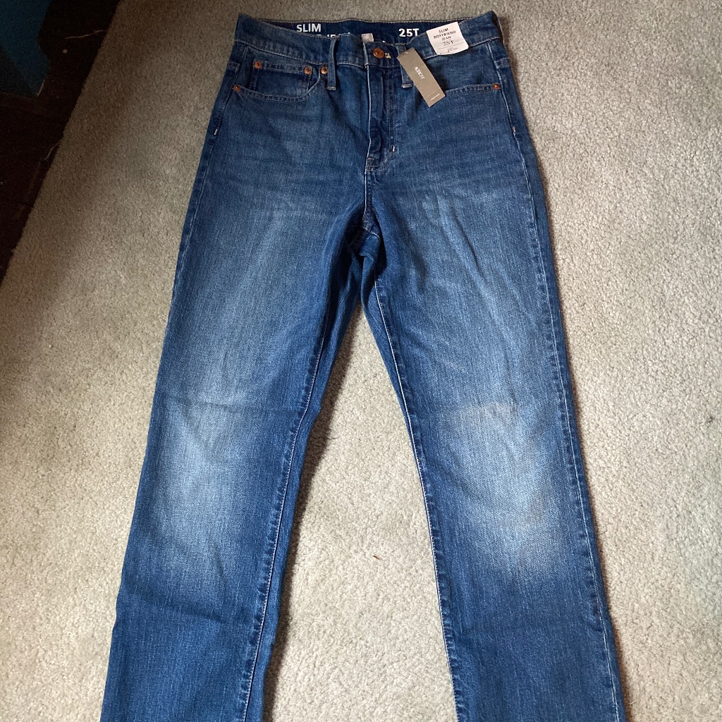 Nwt J. Crew Slim Boyfriend Mid Rise Straight Denim Jeans 99% Cotton Size 25 Tall